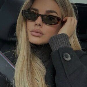 Saint Laurent SL557 SHADE 002 Sunglasses Havana Oval Frame, Green Lenses